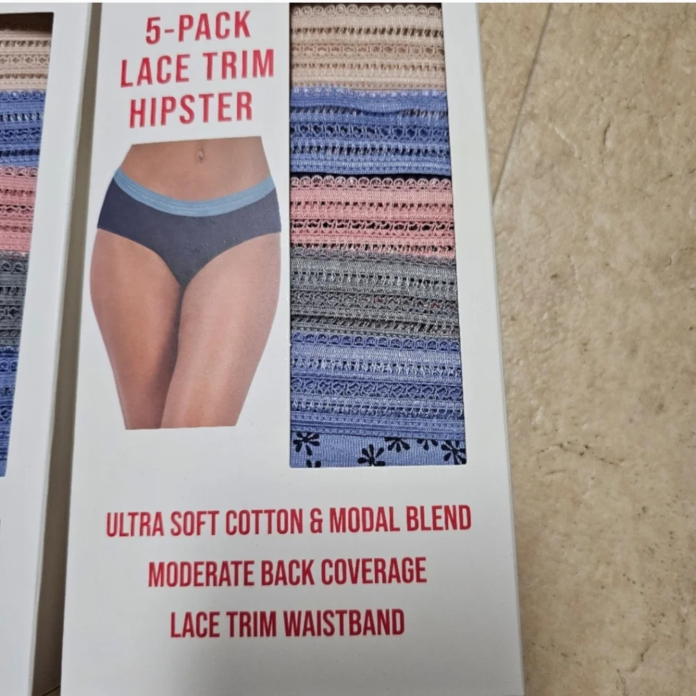 Lucky Brand Women's lace trim Ultra Soft Comfort Underwear Panties 5-Pai…